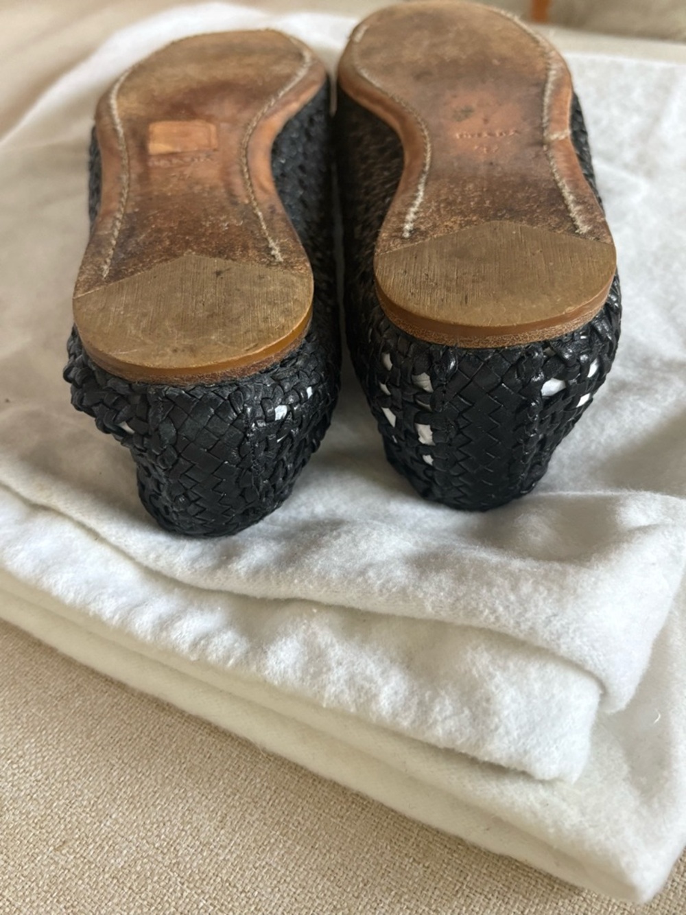 Prada Black Woven Leather Ballet Flats with Gold Insole - Picture 8 of 8